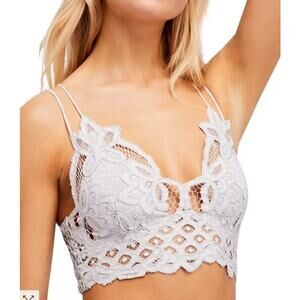 Free People One Adella Lace Crochet Bralette Stone Grey Size Medium